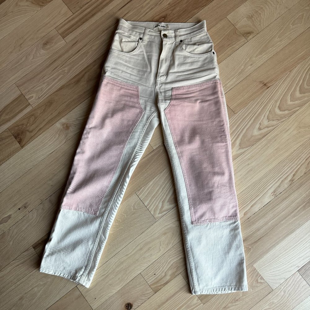 Rudy Jude Pink and white color block utility jeans